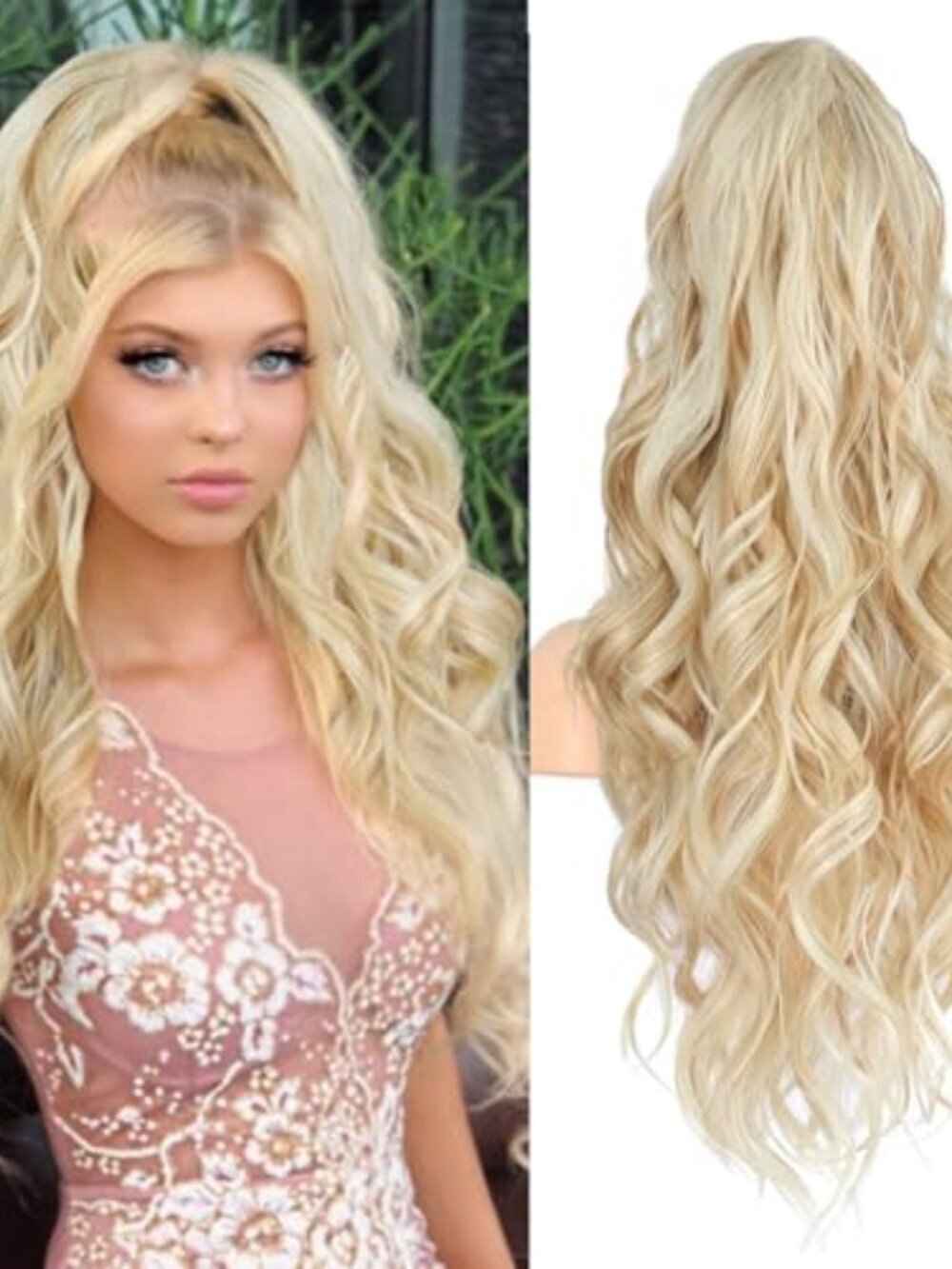 BRAND NEW 26 in Natural Synthetic Ponytail Extension Long Wave Champagne Blonde